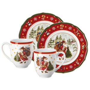 Hutschenreuther &Sigma;&epsilon;&tau; &pi;&rho;&omega;&iota;&nu;&omicron;ύ 4&tau;&epsilon;&mu;. red &sigma;&epsilon;&iota;&rho;ά Happy Wintertime
