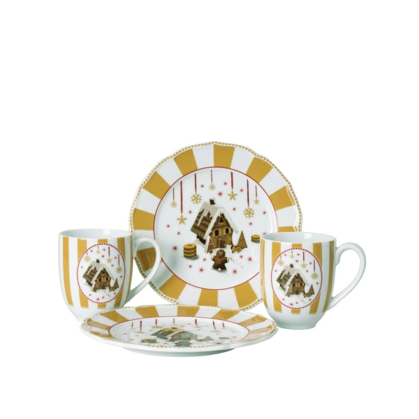 Hutschenreuther Σετ 4 τεμ., 2 Χ Πιάτο 22 εκ + 2 Χ Κούπα 400 ml beige σειρά Christmas Love