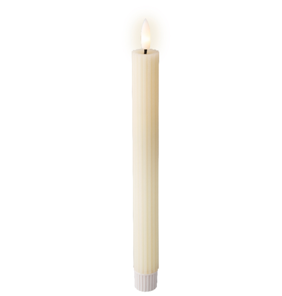 Σετ 2 κεριά για κηροπήγιο LED (wick) dinner candle wax carved w flat top steady BO indoor D.2.2cm x H.24.5cm