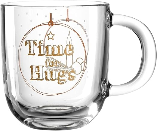 Κυπελο Leonardo Stella Time for Hugs Gift Mug  Dishwasher Safe Glass Cups Tea Cups with Gold Motif Christmas 400 ml 