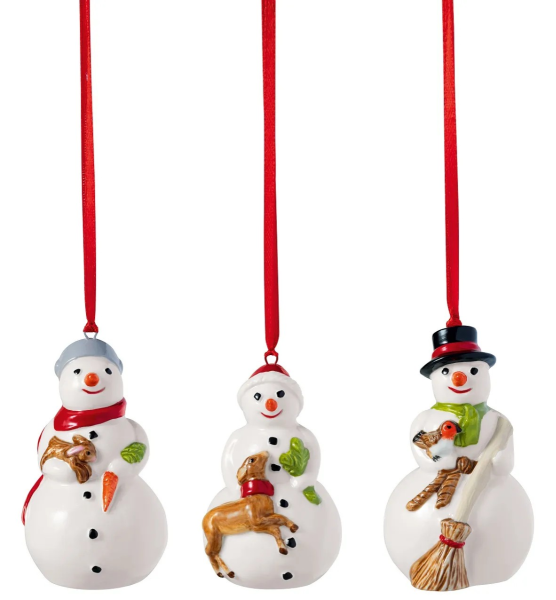 Villeroy & Boch Στολίδι πορσελάνινο σετ 3 τεμ. Snowmen σειρά Nostalgic Ornaments 