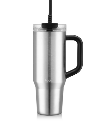 BODUM Κούπα ταξιδιού με λαβή & καλαμάκι σιλικόνης, ΑΣΗΜΙ, 1,2 L / 40 oz σε Belly Band 