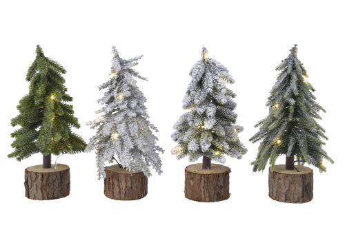 Χριστουγεννιάτικο Δεντράκι Mini tree frosted, snowy, glitter, green 4ass LED BO indoor D.12cm x H.28cm