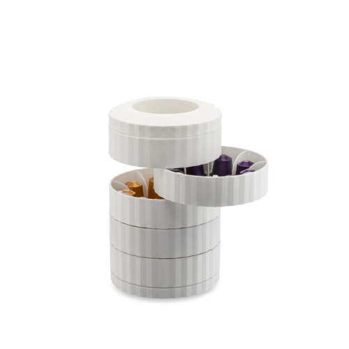 Alessi Θήκη με 5 περιστρεφόμενα ράφια για κάψουλες εσπρεσσο (40 θέσεων) White σειρά Plisee